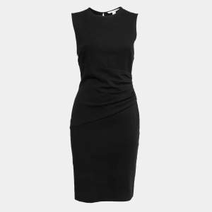 Diane Von Furstenberg Black Jersey Ruched Midi Dress S