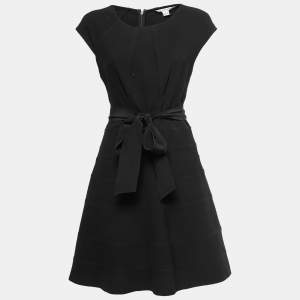 Pre Owned Diane von Furstenberg Black Knit A-Line Midi Dress M