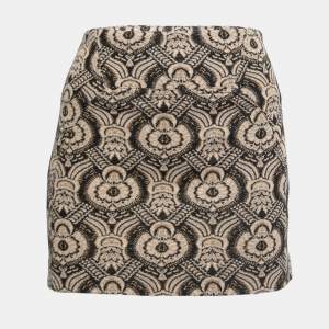 Diane von Furstenberg Black Lurex Wool Jacquard Kawa Mini Skirt S