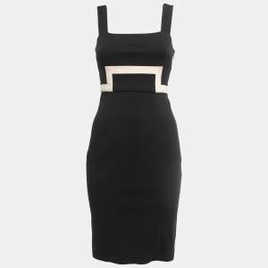 Pre Owned Diane Von Furstenberg  Black Knit Sleeveless Tai Midi Dress S