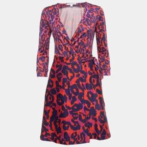 Diane Von Furstenberg Multicolor Printed Jersey Wrap Dress S