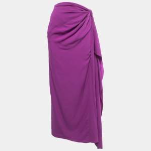 Diane Von Furstenberg Purple Silk Draped Midi Skirt S