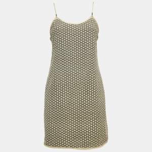 Pre Owned Diane Von Furstenberg Gold Guipure Lace Strappy Mini Dress S