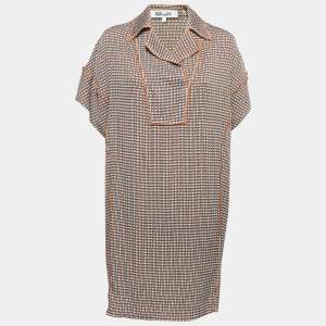 Diane Von Furstenberg Orange Print Silk Mini Shift Dress S