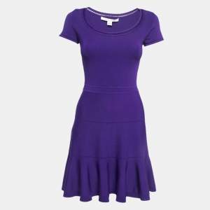 Diane Von Furstenberg Purple Knit Flared Short Dress S/M