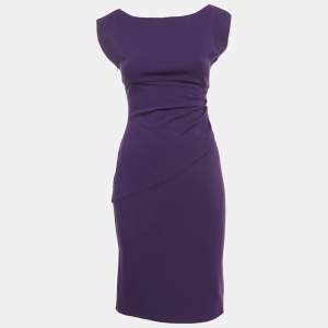 Pre Owned Diane Von Furstenberg Purple Knit Draped Sleeveless Mini Dress S