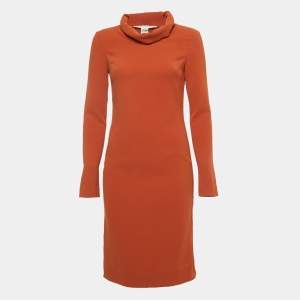 Diane Von Furstenberg Brown Crepe Cowl Neck Short Dress S