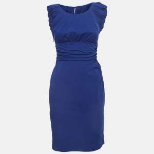 Diane Von Furstenberg  Blue Nylon Ruched Mini Dress S