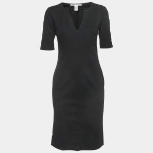Pre Owned Diane Von Furstenberg Black Knit V-Neck Dress S
