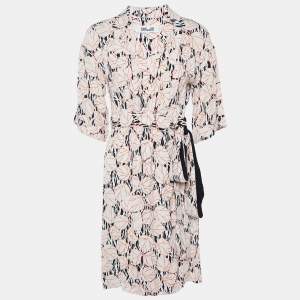 Diane Von Furstenberg Light Orange Print Crepe Wrap Mini Dress XS