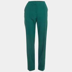 Diane Von Furstenberg Green Wool Straight Leg Trousers M