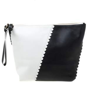 Diane Von Furstenberg Black/White Leather Wristlet