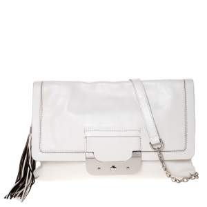 Diane Von Furstenberg White Leather Harper Shoulder Bag