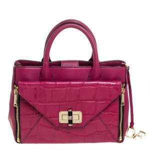 مملوكة مسبقًا Diane Von Furstenberg Magenta Leather 440 Gallery Envelope Tote