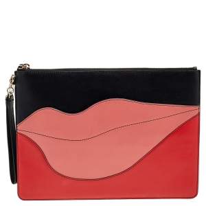 Pre Owned Diane von Furstenberg Multicolor Leather Lip Zip Pouch