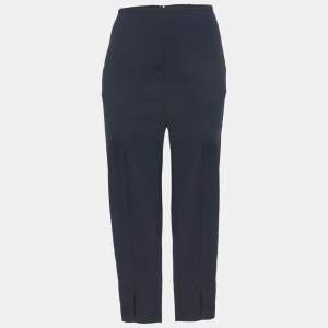 Pre Owned Dion Lee Navy Blue Crepe Bar-tack Detail Trousers S