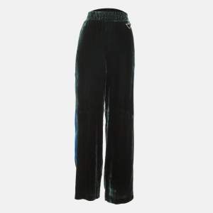 Pre Owned Dion Lee Green/Blue Velvet Straight Fit Trousers M