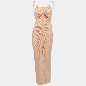 Dion Lee Beige Knit Ruched Butterfly Maxi Dress S