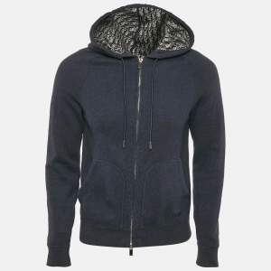 Dior Homme Navy Blue Cotton Knit Zip-Up Hoodie XS