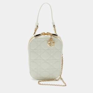 Dior White Cannage Leather Lady Dior Call'in Dior Phone Holder