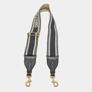 مملوكة مسبقًا Dior Bag Shoulder Strap Navy Blue/Beige Embroidered Canvas and Leather 