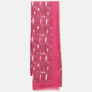 Pre Owned Christian Dior Pink Printed Cotton Scarf 