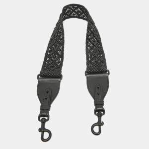 Dior Black Lasercut Leather Shoulder Bag Strap