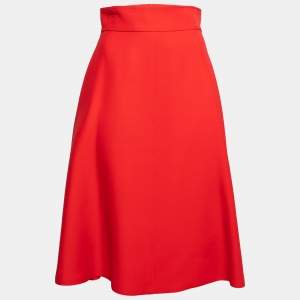 Dior Coral Wool & Silk Flared Skirt M