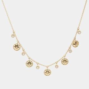 Dior Rose Des Vents 5 Motif Mother of Pearl Diamonds 18k Yellow Gold Necklace