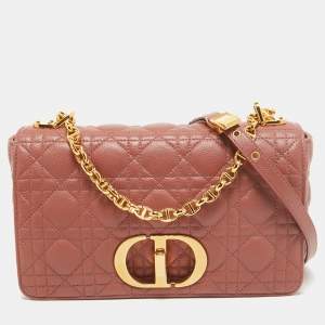 Dior Rust Cannage Leather Medium Caro Shoulder Bag