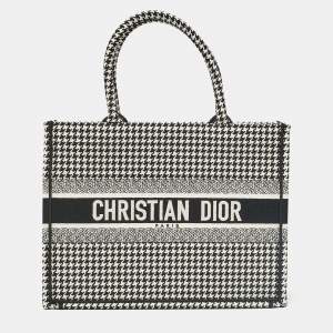 Dior Black/White Canvas Medium Houndstooth Book Tote 