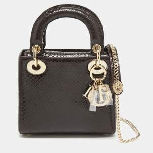 Dior Burgundy Python Mini Lady Dior Tote