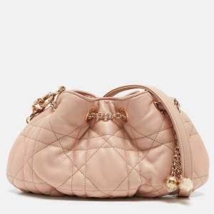 Pre Owned Dior Pink Supple Macrocannage Leather Small Ammi Shoulder Bag