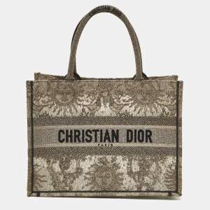 Pre Owned Dior Metallic Gold Embroidered Mesh Medium Book Tote 