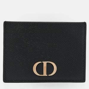 Pre Owned Dior Black Leather 30 Montaigne Card Holder
