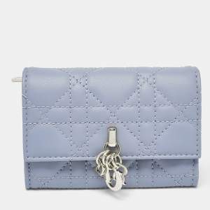 Dior Blue Cannage Leather My Dior Glycine Wallet