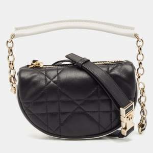 Dior Black/White Macro Cannage Leather Micro Vibe Hobo