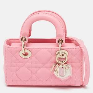 Dior Pink Cannage Leather Micro Lady D-Joy Tote