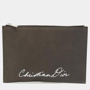 Dior Black Nubuck Leather 1947 Lily of the Valley Pouch