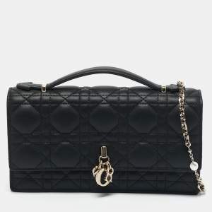 Dior Black Cannage Leather Mini My Dior Top Handle Bag