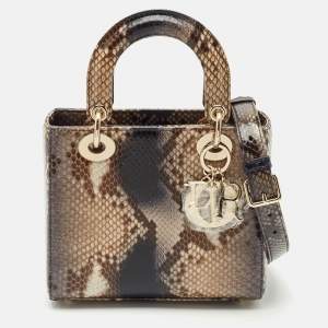 Dior Brown Python Small Lady Dior Tote