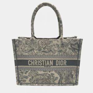 Dior Book Tote Medium Ecru Grey Toile de Jouy Tote Bag