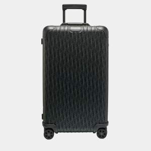 Pre Owned Dior x Rimowa Black Oblique Aluminum Large 4 Wheel Suitcase