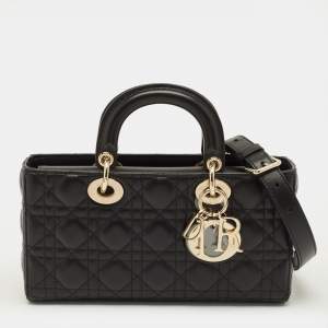 مملوكة مسبقًا Dior Lady D-Joy Medium Black Cannage Leather Tote