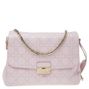 Pre Owned Dior Blush Pink Cannage Leather Large Diorling Shoulder Bag