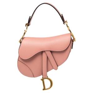 Pre Owned Dior Pink Leather Saddle Shoulder Bag