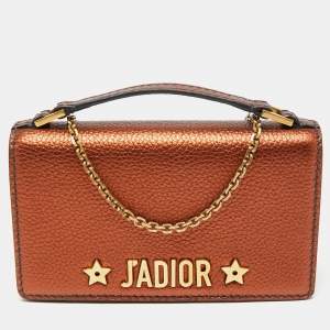 Dior Copper Leather J'adior Chain Clutch 