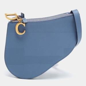 Pre Owned Dior Blue Leather Saddle Triple Zip Crossbody Bag