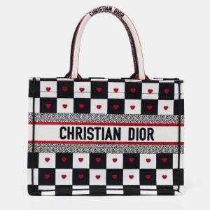 مملوكة مسبقًا Dior Multicolor DiorAmour D-Chess Embroidered Canvas Medium Book Tote