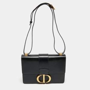 Dior Black Leather 30 Montaigne Shoulder Bag